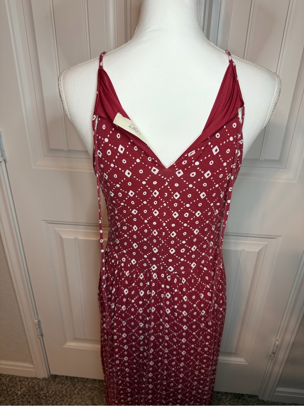 LOFT Red Boho Print Sleeveless Maxi Dress Size Small - Picture 11 of 11
